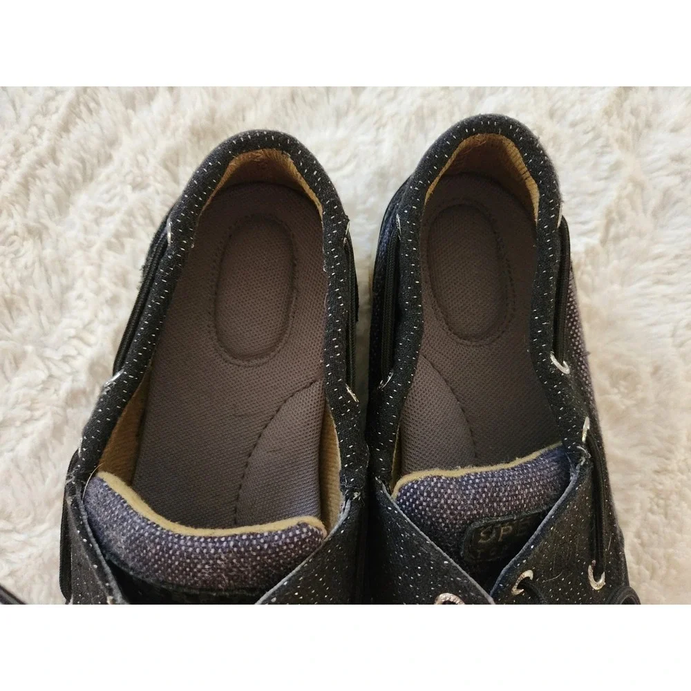 Sperry Boat Shoes Black And Glitter Slip On Tie Womens‎ 8.5M STS92457